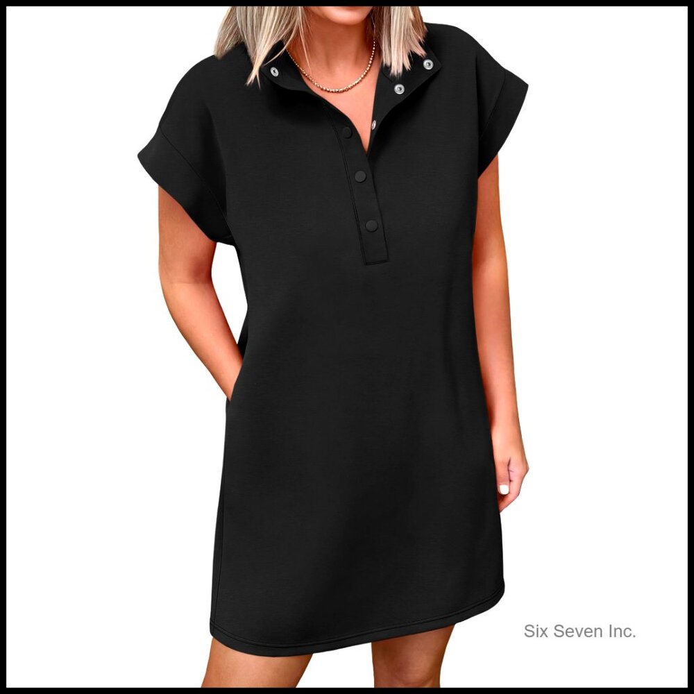 Rayon Polyester Elastane Mini Shift Dress Casual … - image 1